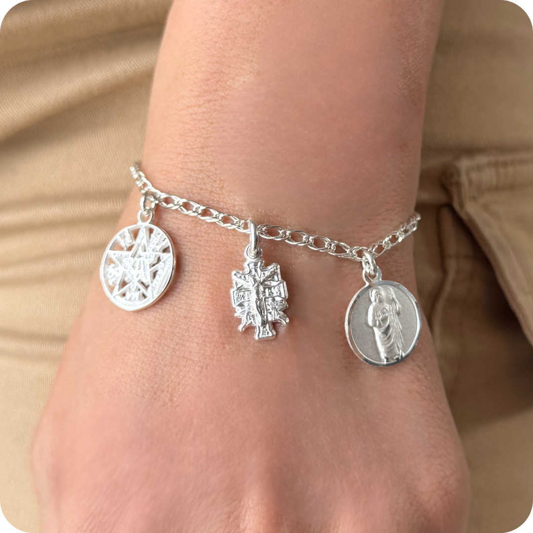 Pulsera triple protección plata .925