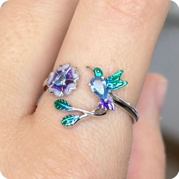 Anillo colibrí sanador plata.925