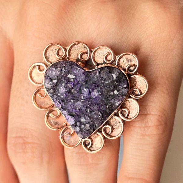 Anillo drusa amatista