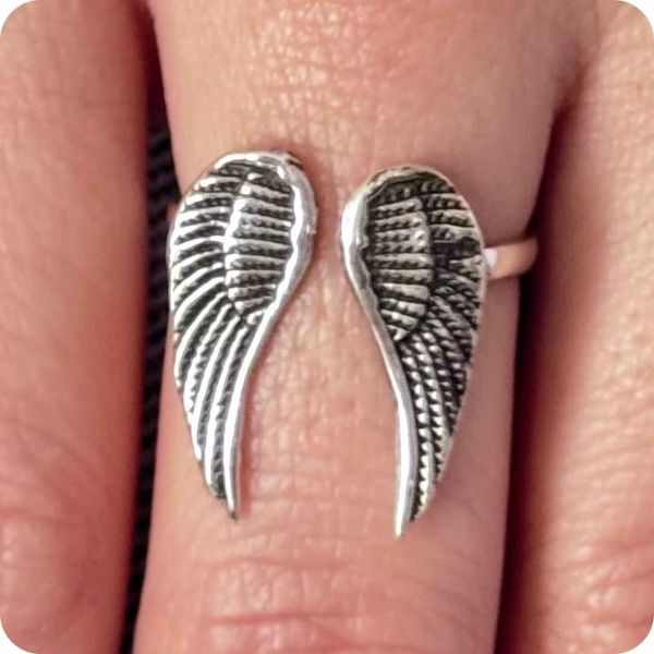 Anillo alas de ángel plata .925