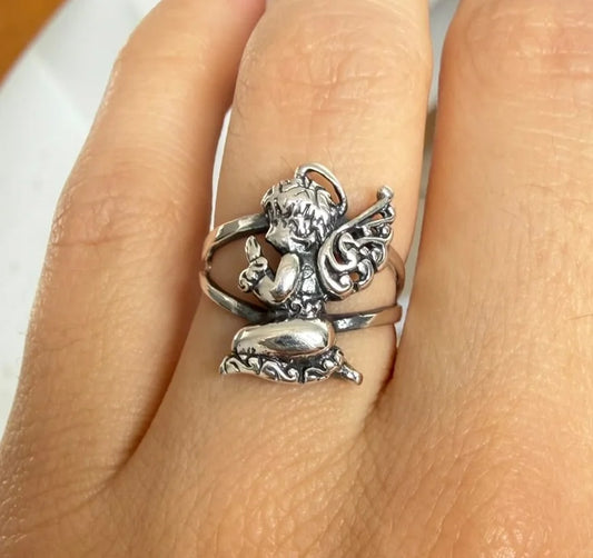 Anillo angelito cuidador plata .925