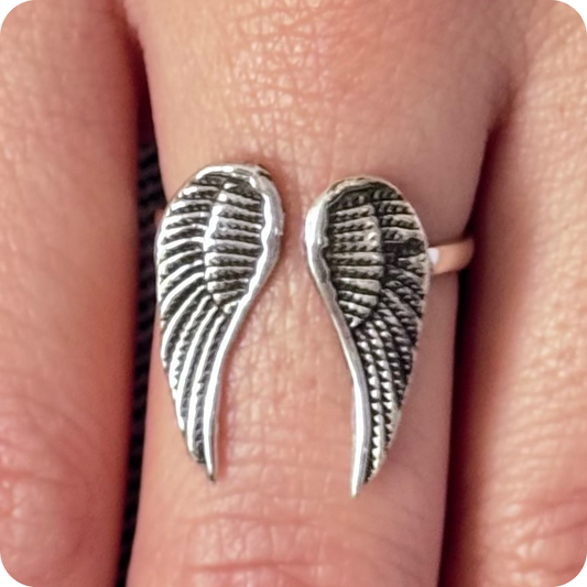Anillo alas de ángel plata .925