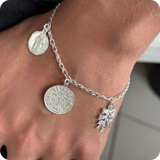 Pulsera triple protección plata .925