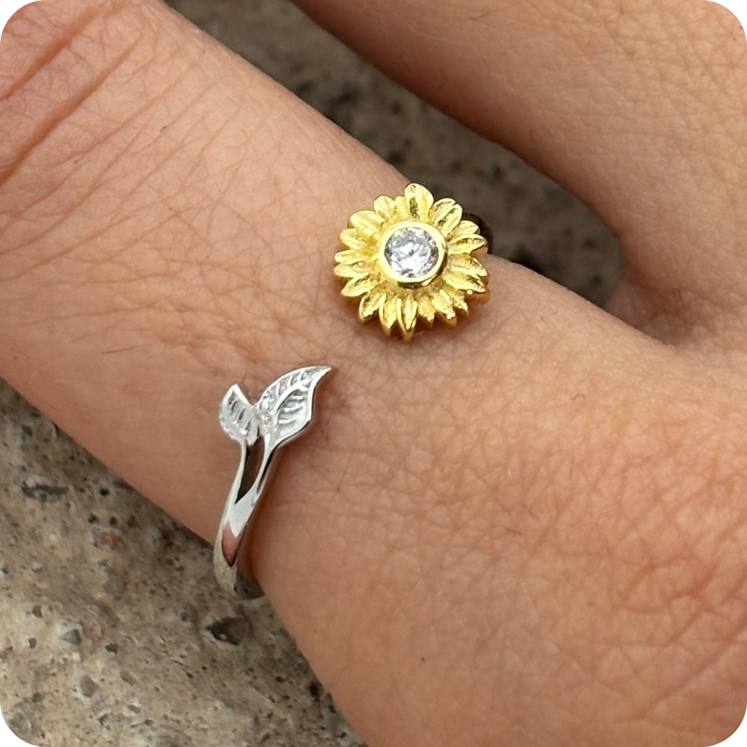 Anillo girasol plata .925