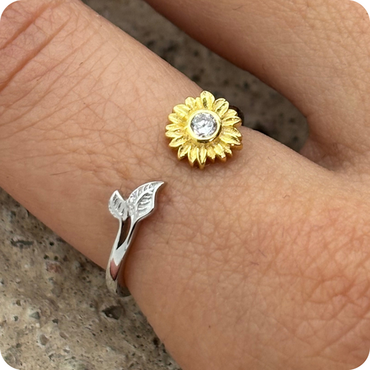 Anillo girasol plata .925