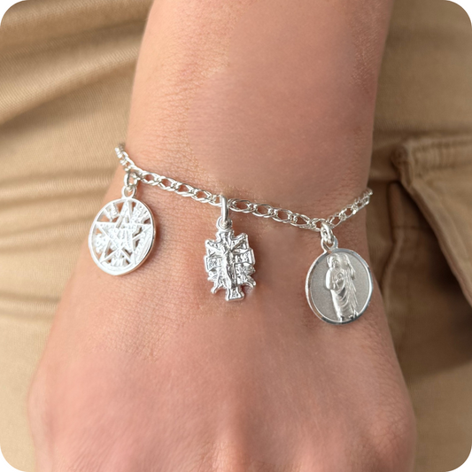 Pulsera triple protección plata .925