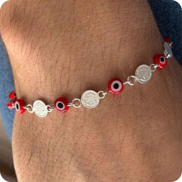 Pulsera San Benito Ojo turco reforzada plata .925
