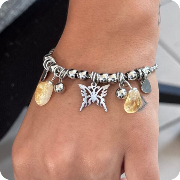 Pulsera citrino de mariposa